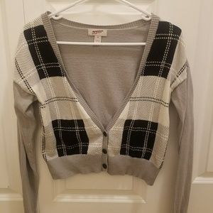 Crop plaid sweater shrug